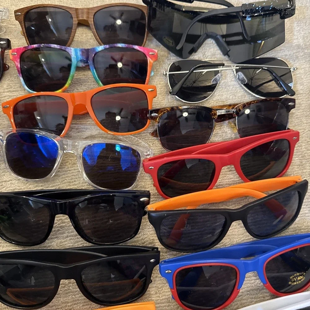 Lot of 33 NEW Logo Sunglasses: Target, LLBean, Nat'l Guard, Multiple Colors--NWT